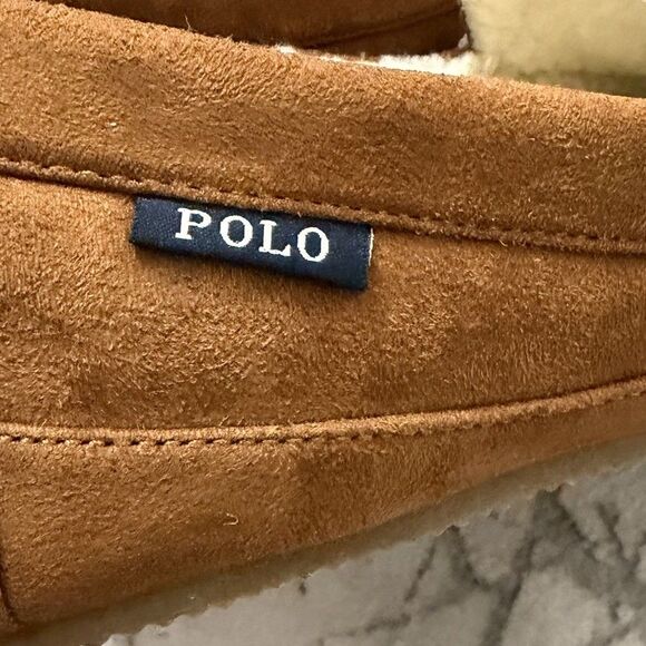 Polo Ralph Lauren Slippers Markel V Mens 12 Brown Faux Shearling Lined Fluffy main image 9